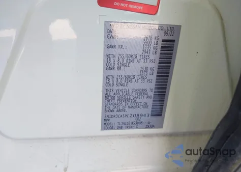 2023 Nissan Pathfinder Sl Fwd z USA, uszkodzony, nr VIN 5N1DR3CA5PC208943